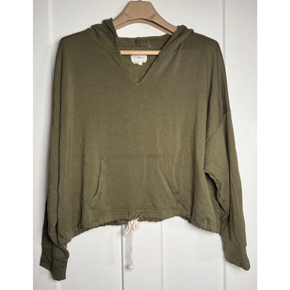 Lou and Grey Signature Soft Plush Cropped Hoodie Olive Green Size XXL - Picture 1 of 9